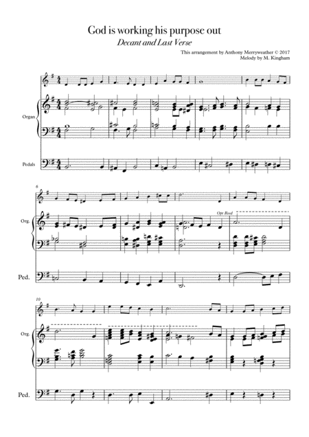Free Sheet Music God Is Working His Purpose Out Descant And Last Verse Arrangement