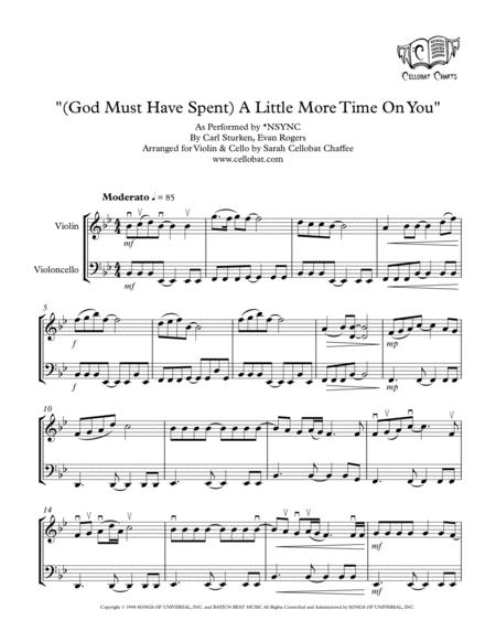 Free Sheet Music God Must Have Spent A Little More Time On You Violin Cello Duet Nsync Arr Cellobat