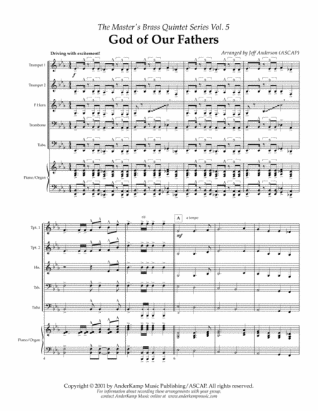 God Of Our Fathers For Brass Quintet Sheet Music