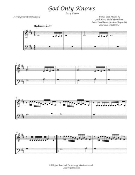 Free Sheet Music God Only Knows For King Coutnry Sheet Music Easy