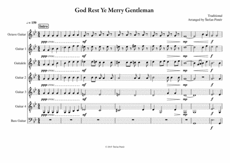 Free Sheet Music God Rest Ye Merry Gentleman Arranged For Guitar Ensemble Easy Intermediate All Parts