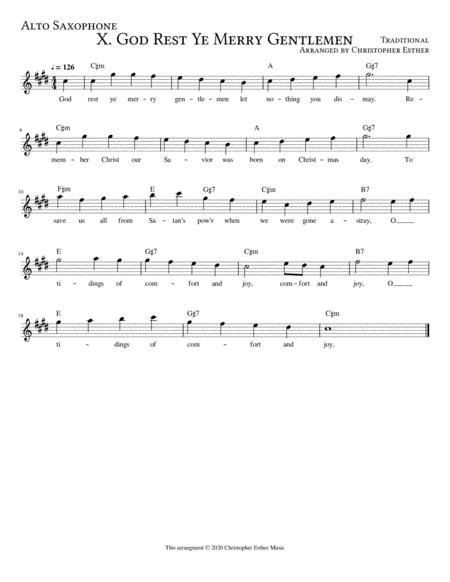 God Rest Ye Merry Gentlemen For Alto Saxophone Sheet Music