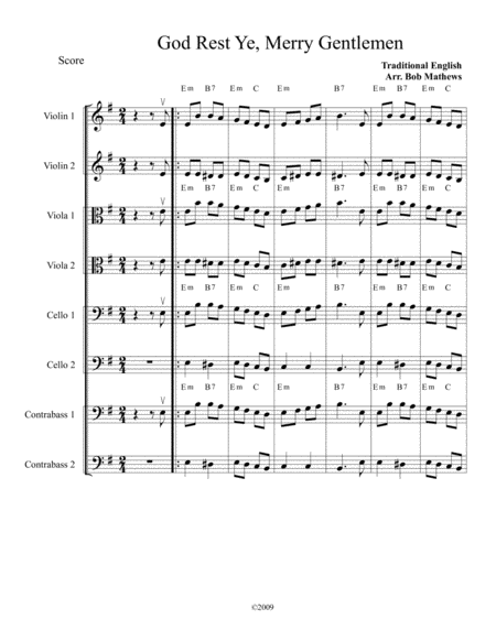 God Rest Ye Merry Gentlemen For Strings Sheet Music