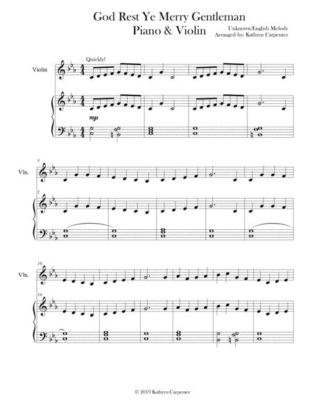 God Rest Ye Merry Gentlemen Piano And Violin Sheet Music