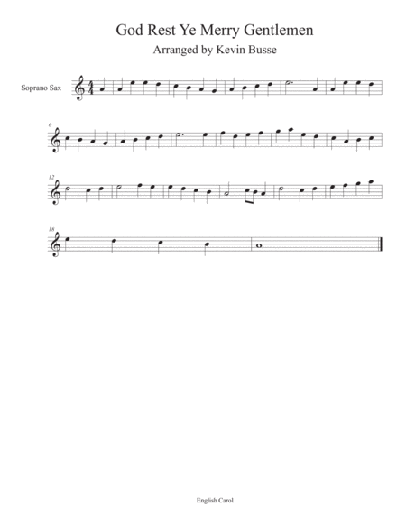 God Rest Ye Merry Gentlemen Soprano Sax Sheet Music