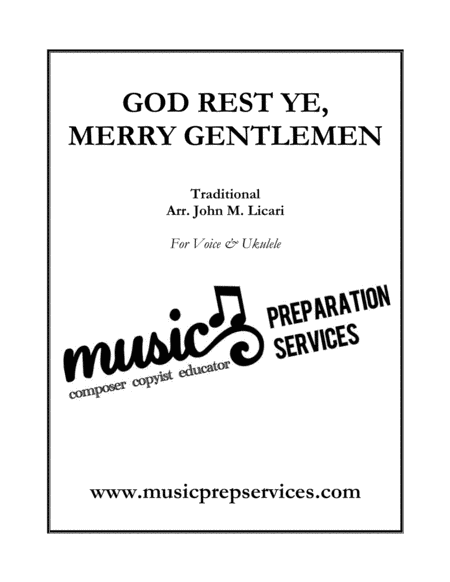 God Rest Ye Merry Gentlemen Traditional Ukulele Voice Sheet Music