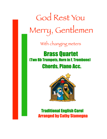 God Rest You Merry Gentlemen Brass Quartet Two Bb Trumpets Horn In F Trombone Chords Piano Acc Sheet Music