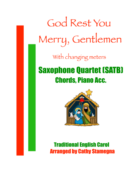 God Rest You Merry Gentlemen Saxophone Quartet Satb Chords Piano Acc Sheet Music