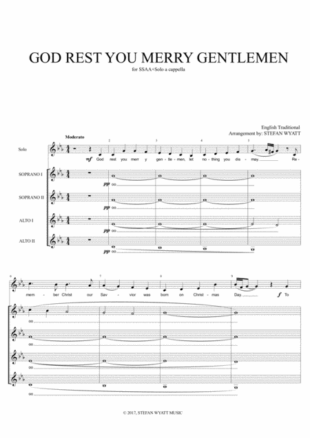 God Rest You Merry Gentlemen Ssaa Solo A Cappella Sheet Music