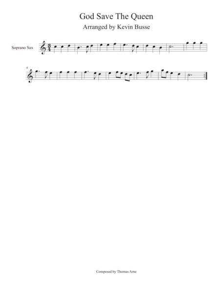 Free Sheet Music God Save The Queen Soprano Sax