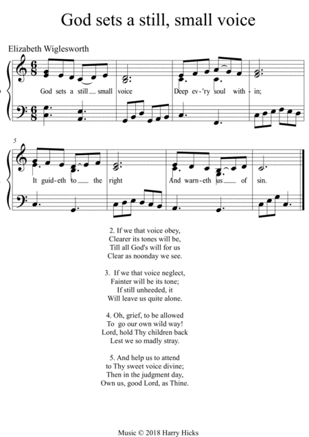 God Sets A Still Small Voice A New Tune To A Wonderful Old Hymn Sheet Music