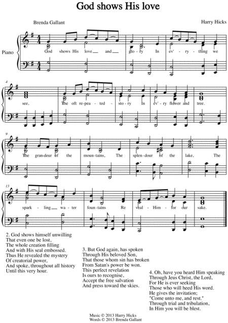 God Shows His Love A Brand New Hymn Sheet Music