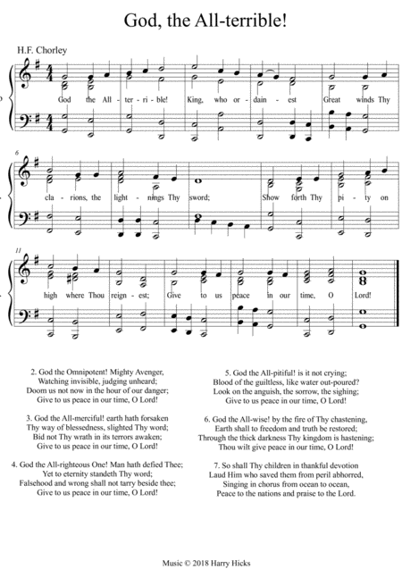 Free Sheet Music God The All Terrible A New Tune To A Wonderful Old Hymn