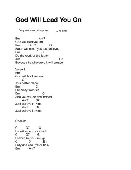 Free Sheet Music God Will Lead You On Lead Sheet