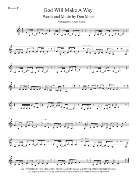 Free Sheet Music God Will Make A Way Horn In F