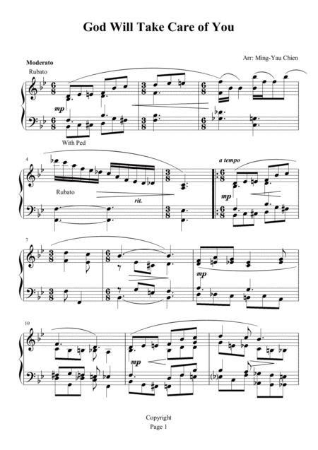 Free Sheet Music God Will Take Care Of You