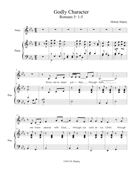 Godly Character Romans 5 1 5 Sheet Music