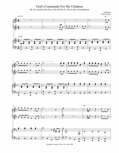 Gods Commands For His Children 1 Piano 4 Hands Duet Sheet Music