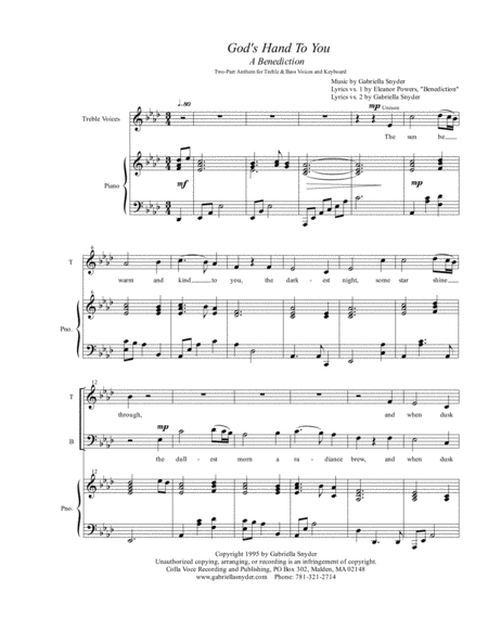 Gods Hand To You 2 Part Sheet Music