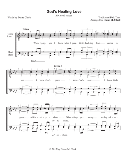 Free Sheet Music Gods Healing Love Ttbb Quartet Pricing