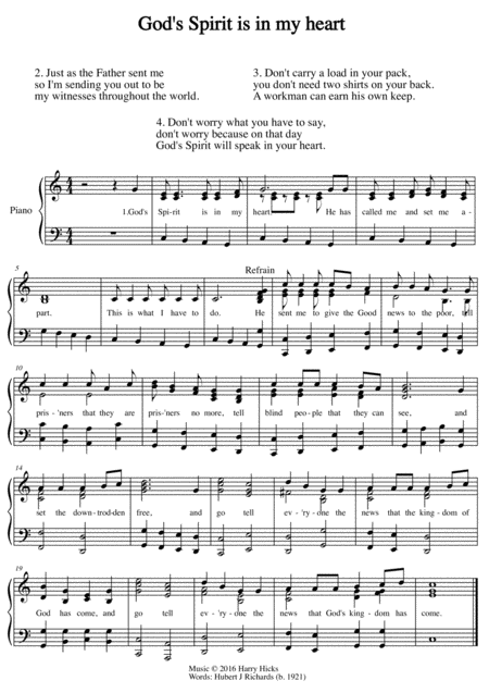 Gods Spirit Is My Heart A New Tune To A Wonderful Old Hymn Sheet Music