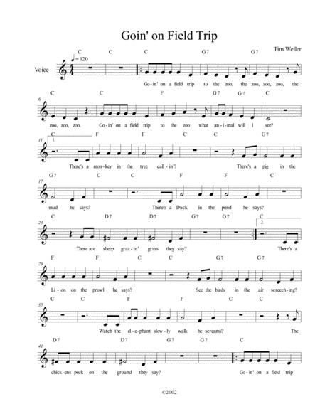 Goin On A Field Trip Sheet Music