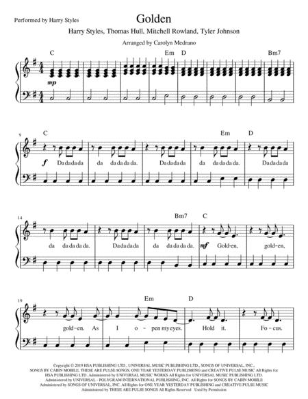 Free Sheet Music Golden Easy Piano