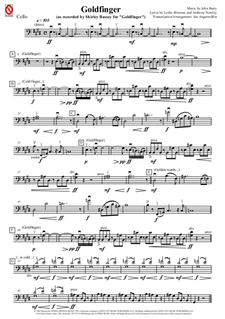 Free Sheet Music Goldfinger Orchestra Voice Transcription Of Original Score Parts