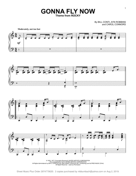 Gonna Fly Now Theme From Rocky Sheet Music