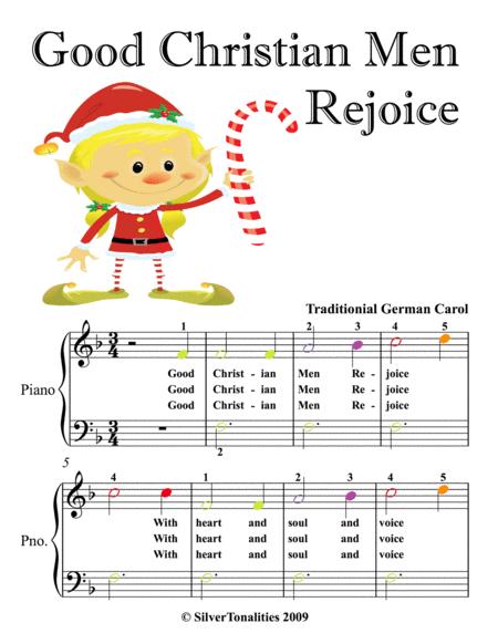 Good Christian Men Rejoice Easy Piano Sheet Music With Colored Notes Sheet Music