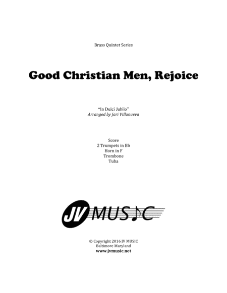 Good Christian Men Rejoice For Brass Quintet In Dulci Jubilo Sheet Music