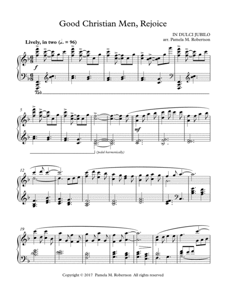 Good Christian Men Rejoice Piano Solo Sheet Music