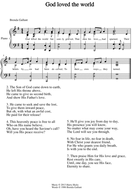 Good Loved The World A Brand New Hymn Sheet Music