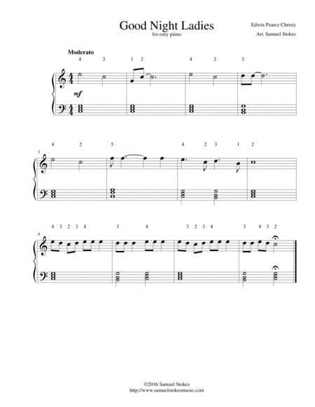 Free Sheet Music Good Night Ladies For Easy Piano