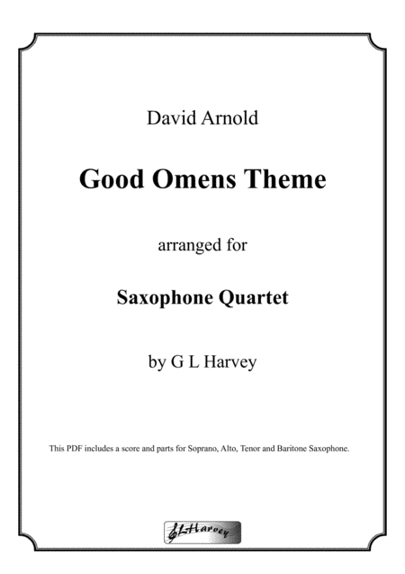 Free Sheet Music Good Omens Theme For Saxophone Quartet