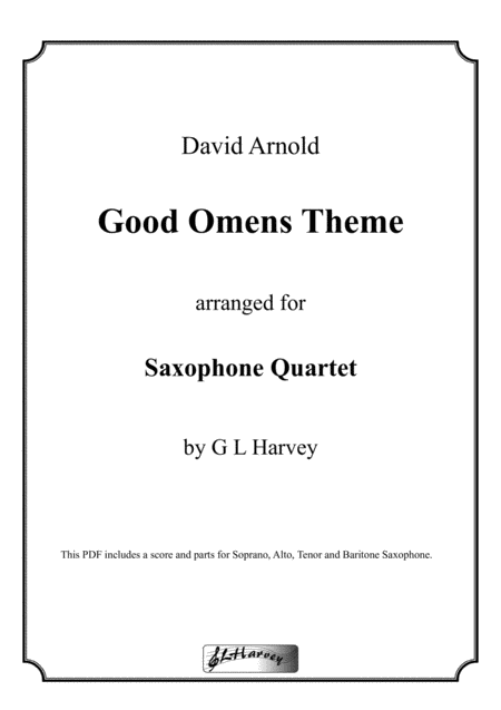 Good Omens Theme For Saxophone Quartet Sheet Music