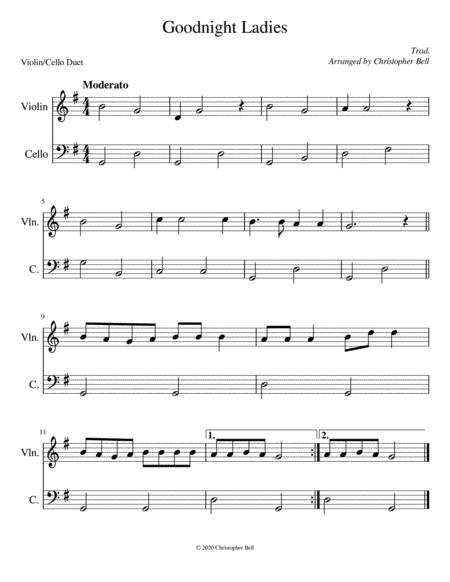 Goodnight Ladies Easy Violin Cello Duet Sheet Music