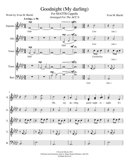 Free Sheet Music Goodnight My Darling