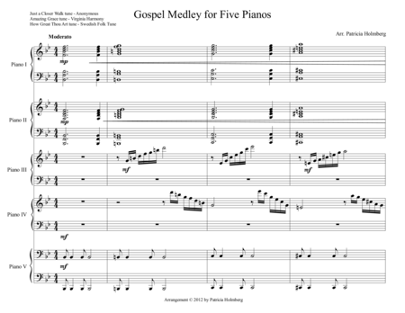 Gospel Trilogy For 5 Pianos Sheet Music