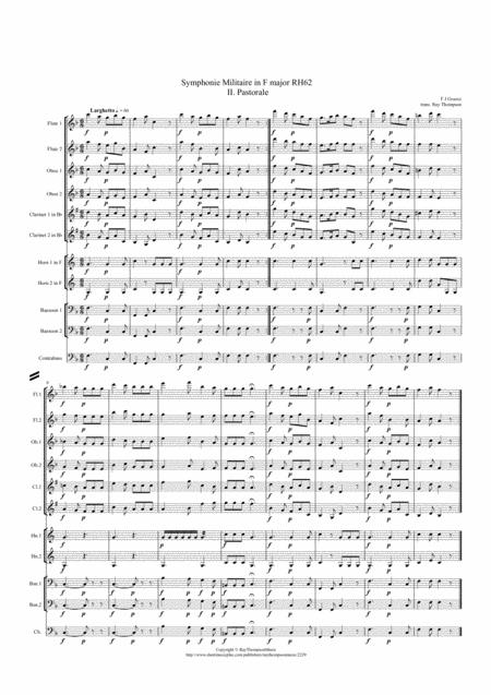 Gossec Symphonie Militaire In F Major Rh62 Mvt Ii Pastorale Symphonic Wind Dectet Sheet Music