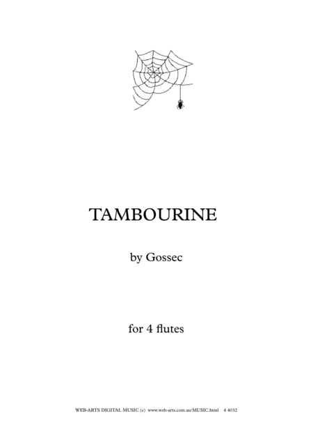 Gossec Tambourine For 4 Flutes Sheet Music