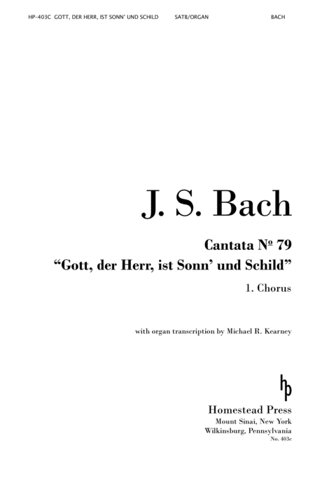 Gott Der Herr Ist Sonn Und Schild Chorus Bwv 79 1 Satb Organ Sheet Music