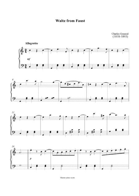 Free Sheet Music Gounod Waltz From Faust Easy Piano Arrangement