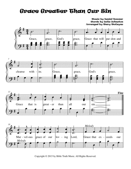 Grace Greater Than Our Sin Sheet Music