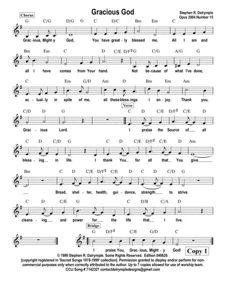 Gracious God Worship Team Edition Sheet Music