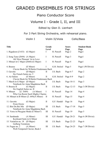 Graded Ensembles For Strings Volume I Extra Score Sheet Music