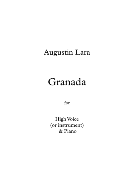 Granada Fantasa Espaola For Voice Piano Sheet Music