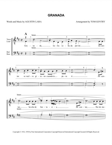 Free Sheet Music Granada Spanish Lyrics