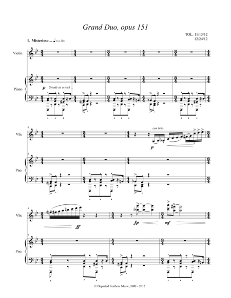 Free Sheet Music Grand Duo Opus 151 2012 Full Score For Violin And Piano