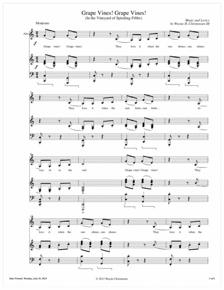 Free Sheet Music Grape Vines Grape Vines